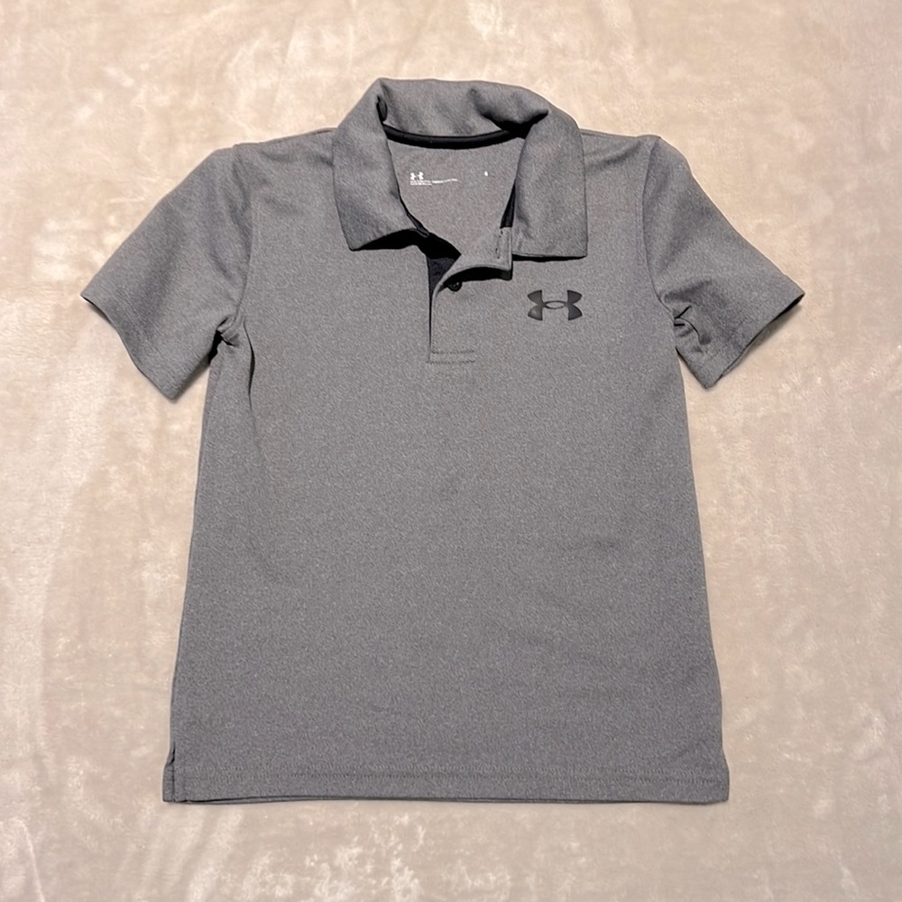 Boys Under Armour Polo | Gray & Black | Size 6